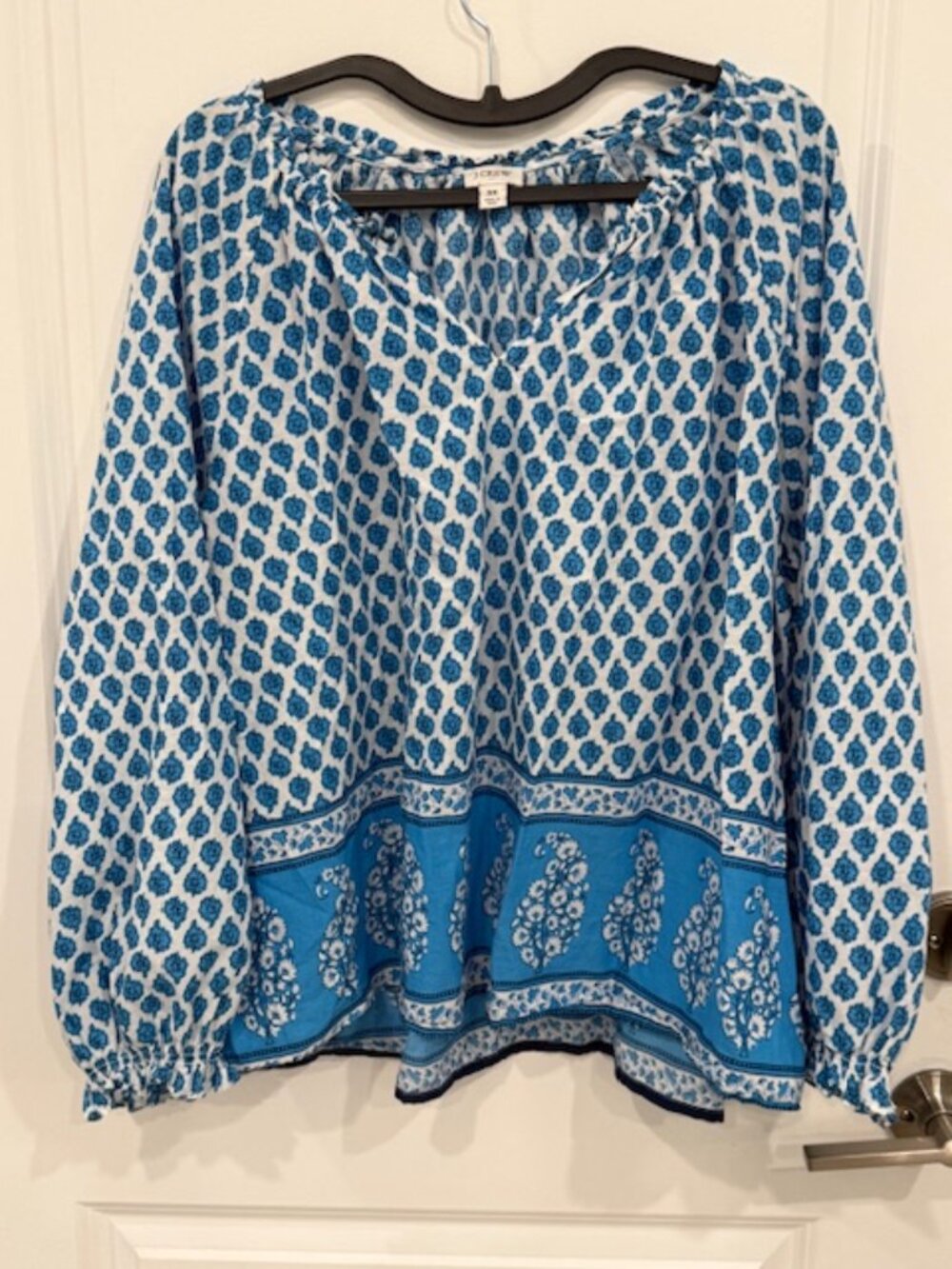 J. Crew Block-Print Artist Peasant Top